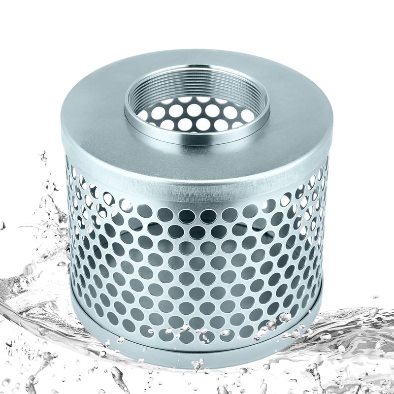 Tujoe 3 Inch Round Hole Suction Strainer Filter Carbon Steel Plated Npt Thread Hose Water Pump Inlet Strainer for Remove Debris Trash Reduces Solids Entering - Image 1